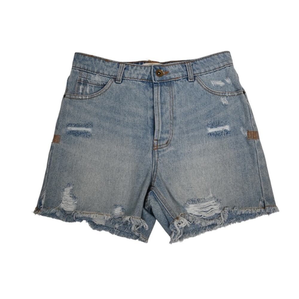 Chelsea & Violet Womens 27 Distressed Button Fly Jean Shorts